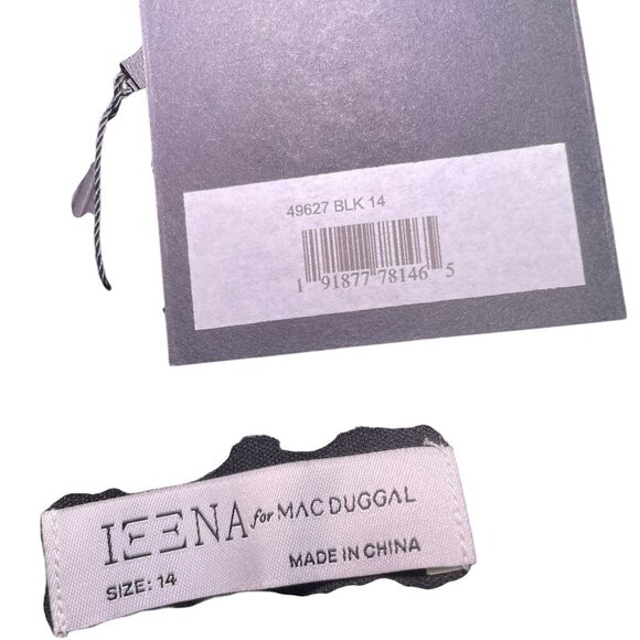 Mac Duggal Black Ruffle High Neck Long Sleeve Midi Dress Size 14 NWT - Picture 6 of 6